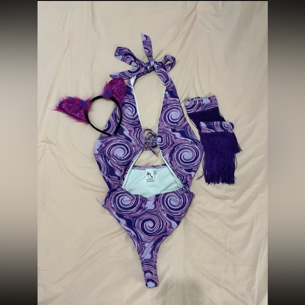 *SOLD* Swirly World Halter Bodysuit - Picture 2 of 8